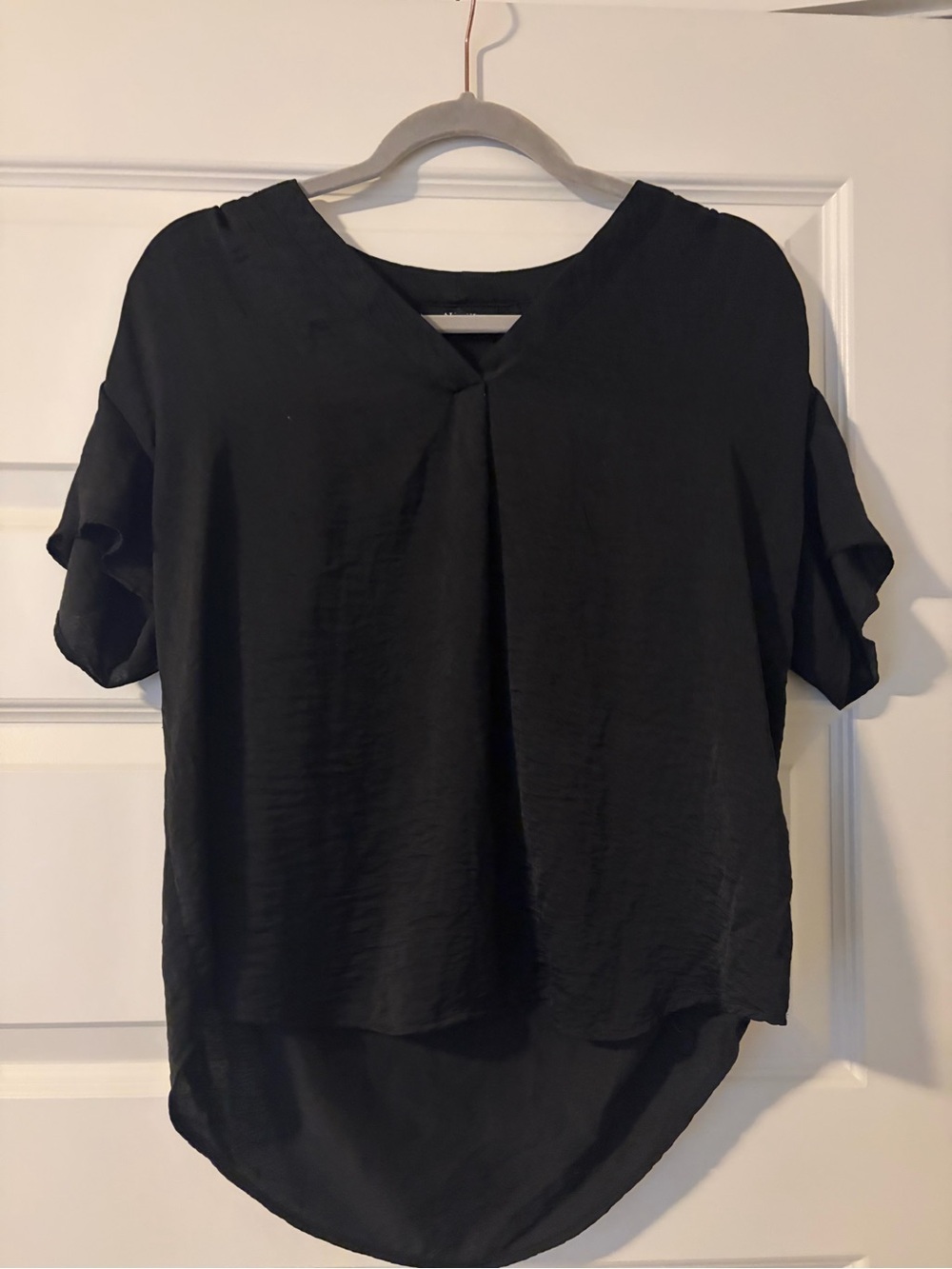 Alfani Black V-Neck Short-Sleeve Draped Blouse